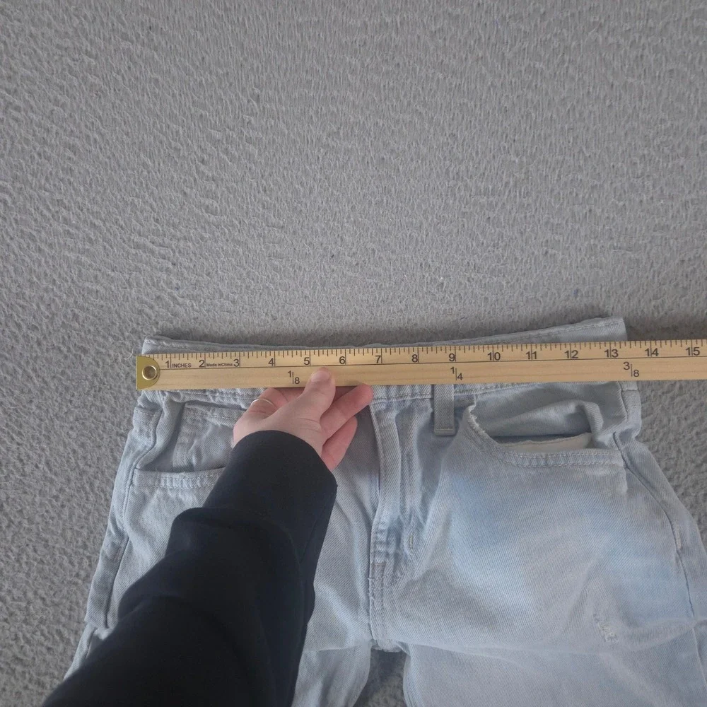 Old Navy Jeans Girls 14 Blue Baggy Wide Leg Distressed High Rise Cotton Denim